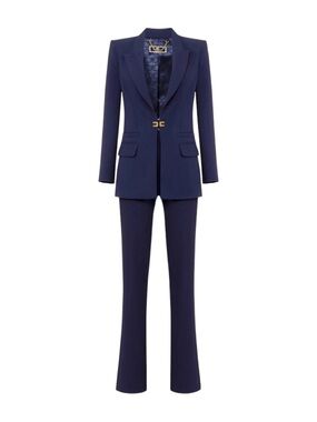 Elisabetta Franchi Women's Navy Tailored Pantsuit - Elegant Two-Piece Set